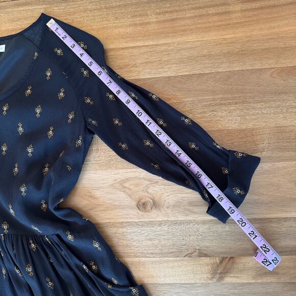 Garnet Hill Bohemian Tiered Pocket Detail Dress Size 4 Black Floral Emblem Print - Picture 13 of 16